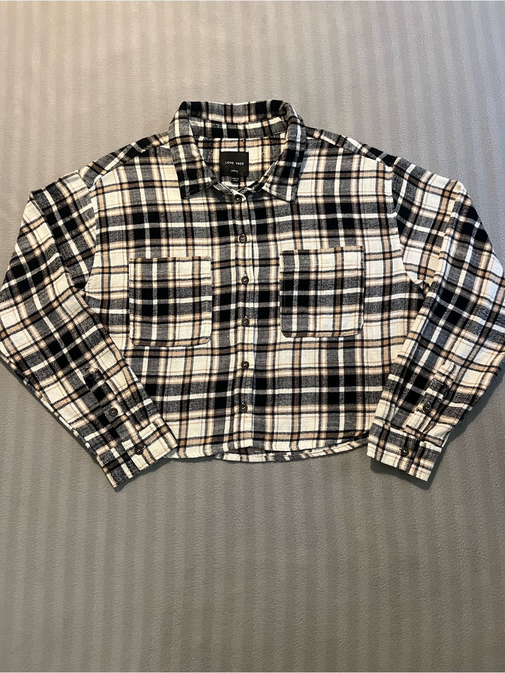Love Tree Black & White Plaid Button-Front Shirt
